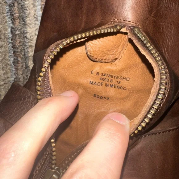 Frye Vicky Engineer Moto Brown Real Leather Belted Mid Calf Ankle Boot - Picture 13 of 13